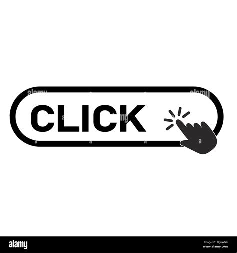 Click Here Button With Hand Icon On White Background Flat Style Click