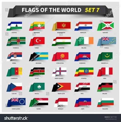 flags world set  waving stock vector royalty