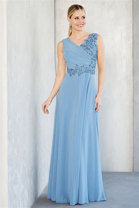 Mikael - LEANNA - Long evening dress with chiffon fabric, lace top with ...