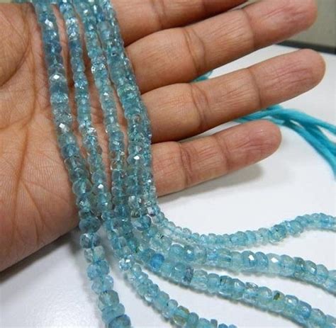 Aquamarine Faceted Beads Rondelle Shape 4x5 Mm Approx Etsy