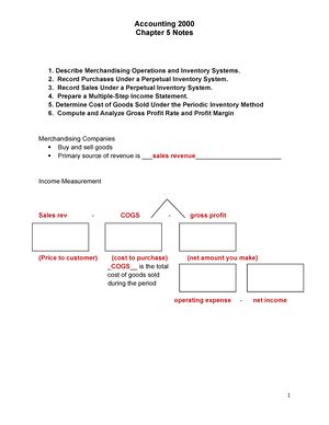 ACCT 2000 Chapter 6 In Class Lecture Notes For Chapter 6 Chapter 6