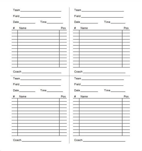 Baseball Lineup Card Template – Thegreenerleithsocial.org