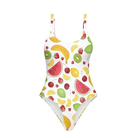 Binienty Women S Swimsuit Tropical Fruits One Piece Bathing Suit For Women Vintage Quick Dry