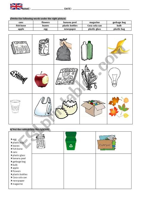 Recycling Esl Worksheet By Lilybird