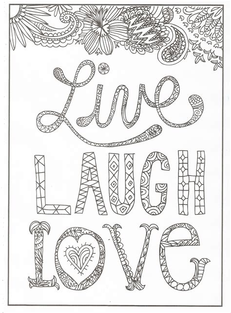 Timeless Creations Creative Quotes Coloring Page Live Laugh Love