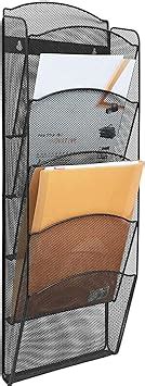 Amazon Greenco Black Wall Mounted Magazine Rack Holder Mesh 5