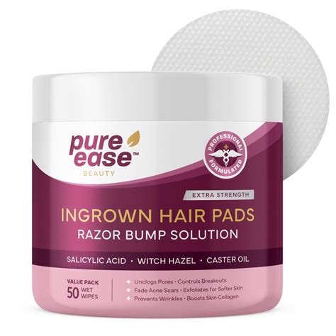 Ingrown Hair Treatment Pads 50 Wet Wipes For Razor Bumps Diminish Acne Scars