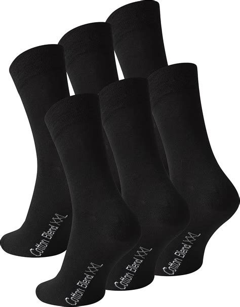 Lot De 6 Paires De Chaussettes Coton Homme Noir Uni Taille XXL