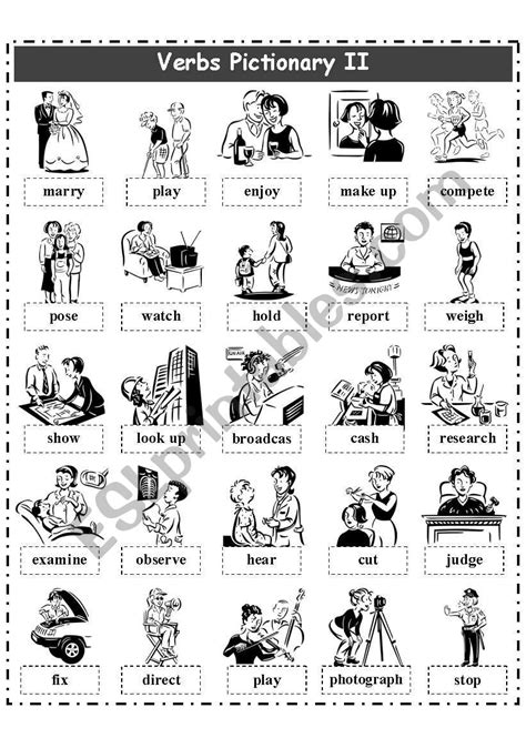 VERBS PICTIONARY 2 ESL Worksheet By LA LUNA