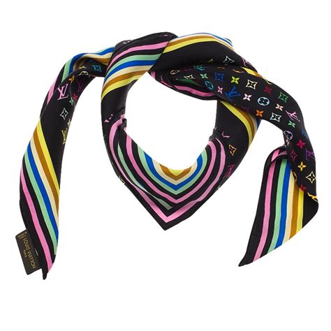 Louis Vuitton Black Monogram Multicolor Silk Square Scarf Buy Sell Lc