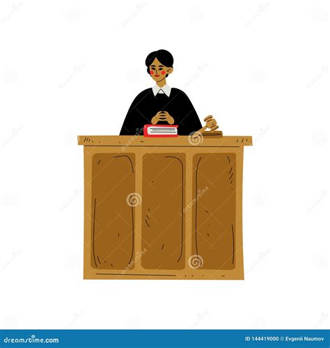 Female Judge Character Presiding Over Court Proceeding In Courthouse