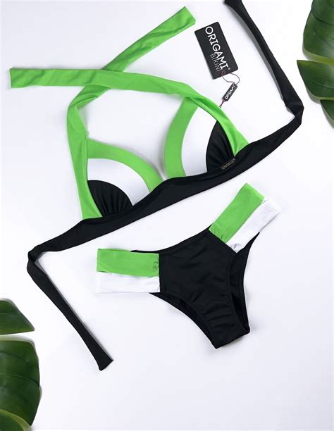 Texas Neon Green Pc Origami Bikini