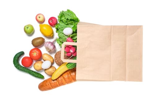 Frutas Verduras Y Productos En Una Bolsa De Supermercado De Papel