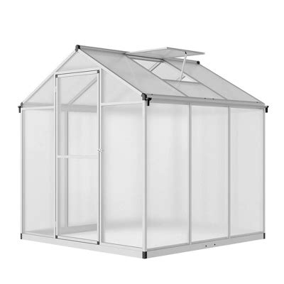 6x6 Ft Greenhouse For Outdoors, Polycarbonate Greenhouse With Quick Setup Structure And Roof ...