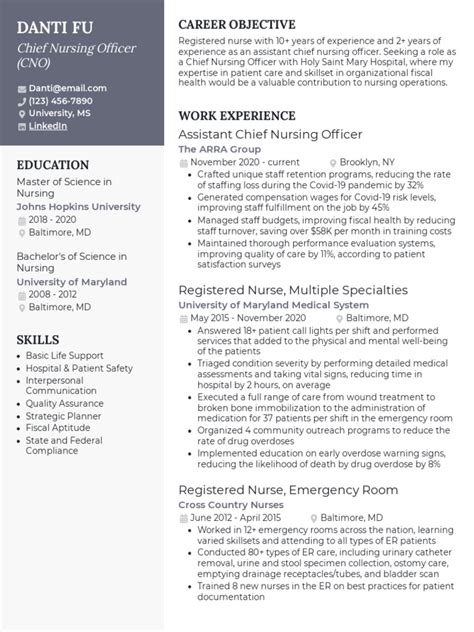 Chief Nursing Officer Cno Resume Example | PDF | Nursing | Emergency ...