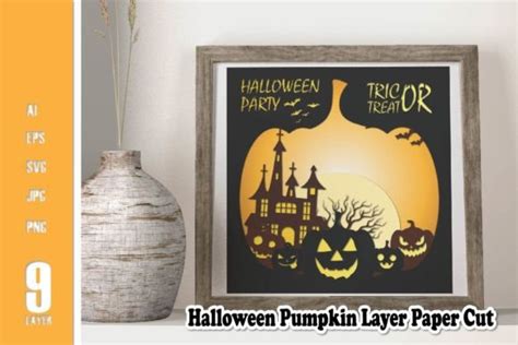 Halloween Pumpkin Layer Paper Cut Graphic by Mahesa Design · Creative Fabrica