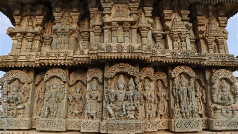 The Beautiful Carving Sculptures Of Hindu God And Goddess On The Temple