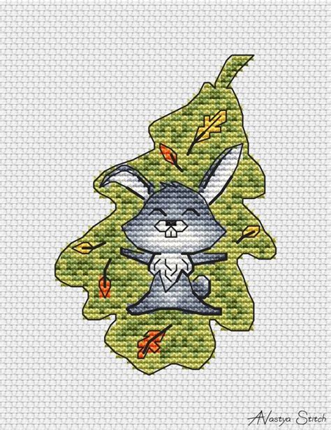 Leaf Bunny Cross Stitch Pattern Code Avs Avastya Stitch Buy