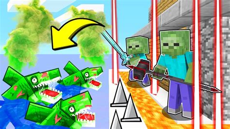 GÜVENLİ EV VS ZOMBİ KÖPEK BALIĞI ORDUSU Minecraft YouTube