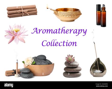 Incense Sticks And Other Items For Aromatherapy On White Background