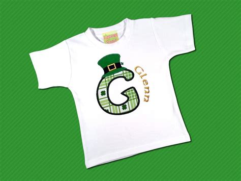 Boys St Patricks Day Shirt With Shamrock Initial