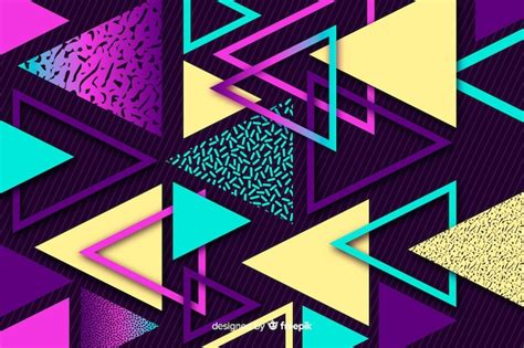 Premium Vector | 80's geometric background with triangles