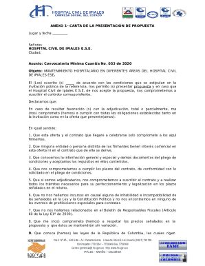 Anexo Carta De La Presentacin De Propuesta Doc Template Pdffiller