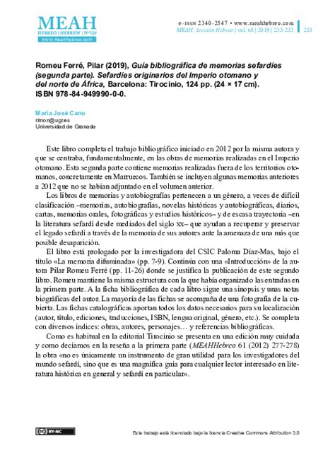 Cei Indir Pilar Fuentes Romeu - (PDF) Romeu Ferré, Pilar (2019), Guía bibliográfica de memorias ...