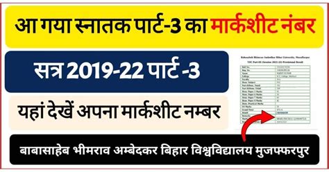 Brabu Tdc Part 3 Marksheet Number 2019 22 Released स्नातक सत्र 2019 22