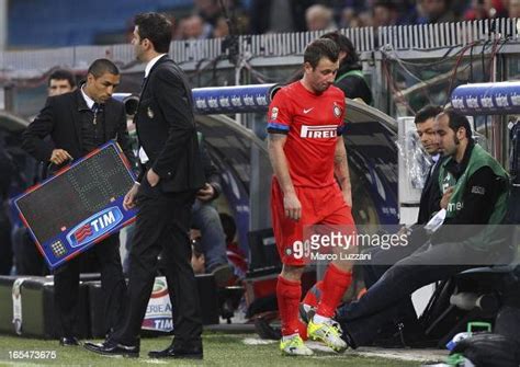 Antonio Cassano Of Fc Internazionale Milano Goes Out Of Pitch After