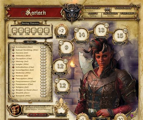 Baldurs Gate 3 Digital Character Sheets For Karlach For Digital Games