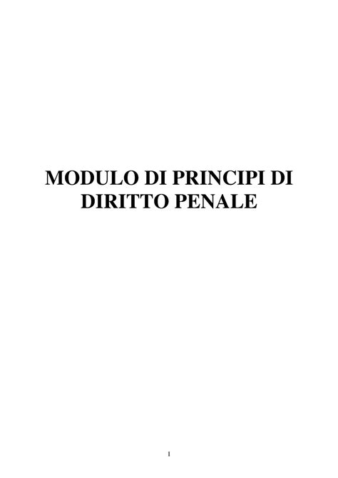 Matdid 908716 Penale MODULO DI PRINCIPI DI DIRITTO PENALE Principio