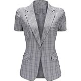 YYNUDA Damen Kurzarm Blazer Elegant Slim Fit Anzugjacke Mit V