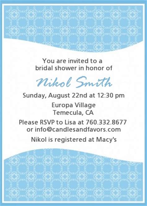 Something Blue Bridal Shower Invitations | Candles and Favors