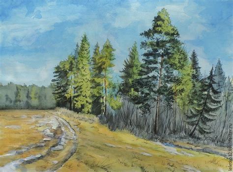 Пейзаж леса рисунок (50 фото)