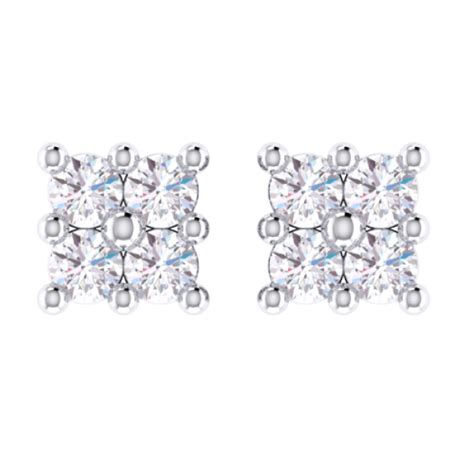 Diamond Square Stud Earrings