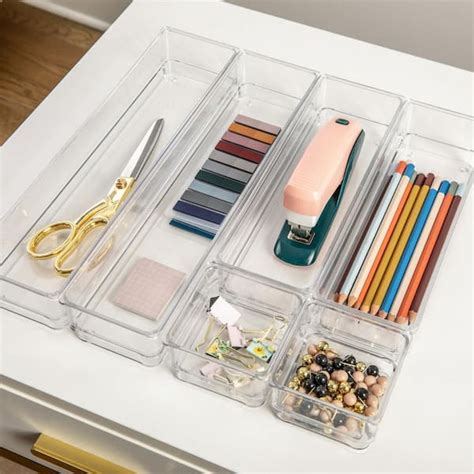 MARTHA STEWART Clear Desk Drawer Organizer Set of 6 - Various Sizes BE-PB5834-6-6-CLR-MS - The ...