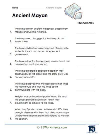 Ancient Mayan Worksheets Worksheets