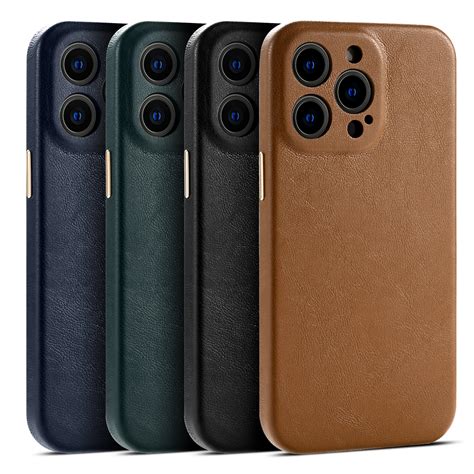 Luxury Sheepskin Grain Genuine Leather Back Case For Iphone 15 14 13