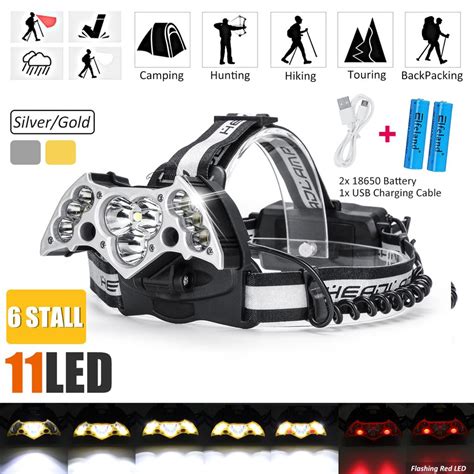 Buy 80000 LM 11X T6 LED Rechargeable Headlamp Headlight Torch With