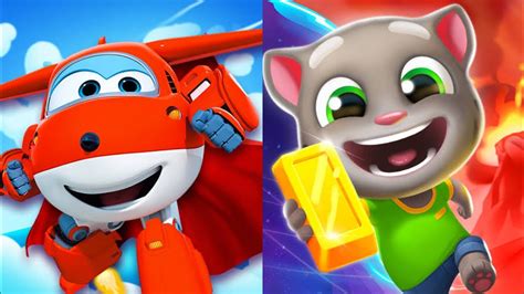 Talking Tom Hero Dash Vs Super Wings Jett Run Android IOS Gameplay