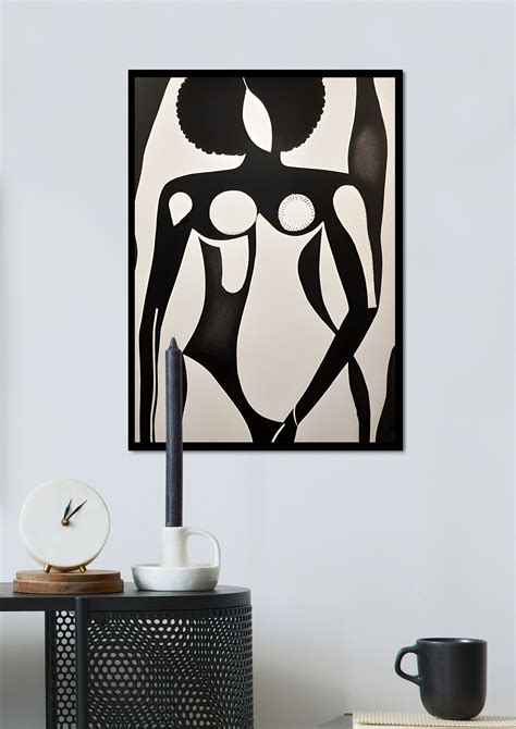 Black Woman Wall Art Black And White Abstract Art Female Figure Art