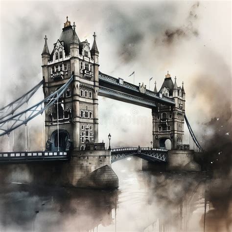 The Tower Bridge in London stock illustration. Illustration of drawing ...