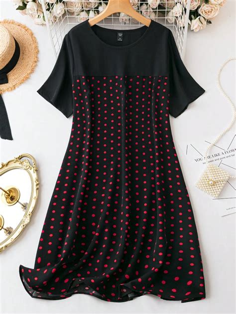 Shein Lune Plus Polka Dot Print Dress Shein Usa