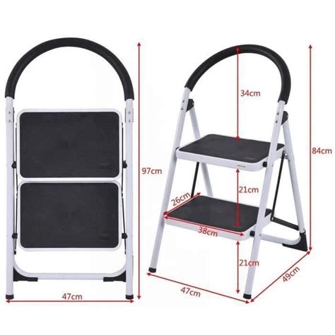 Costway escabeau pliable antidérapant à 2 marches echelle escabeau 2