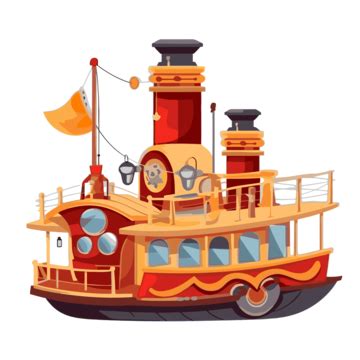 Steamboat Clipart Steamboat And Steam Engine Illustration Cartoon ...