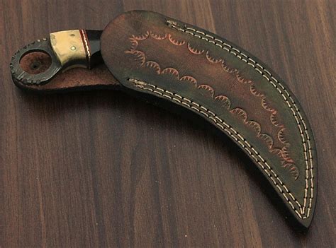 Handmade Damascus Karambit Original Camel Bone Buffalo Horn Handle