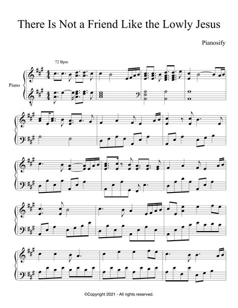 Piano There Is Not A Friend Like The Lowly Jesus Piano Hymns Sheet