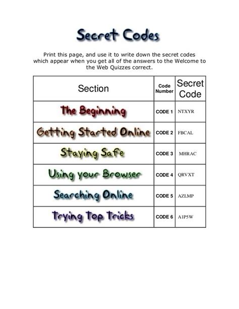 Secret codes welcome to the web