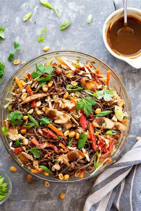 Thai Soba Noodle Salad With Peanut Grilled Chicken